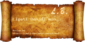 Ligeti Benjámin névjegykártya